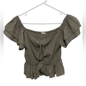 Olive ruffle top
